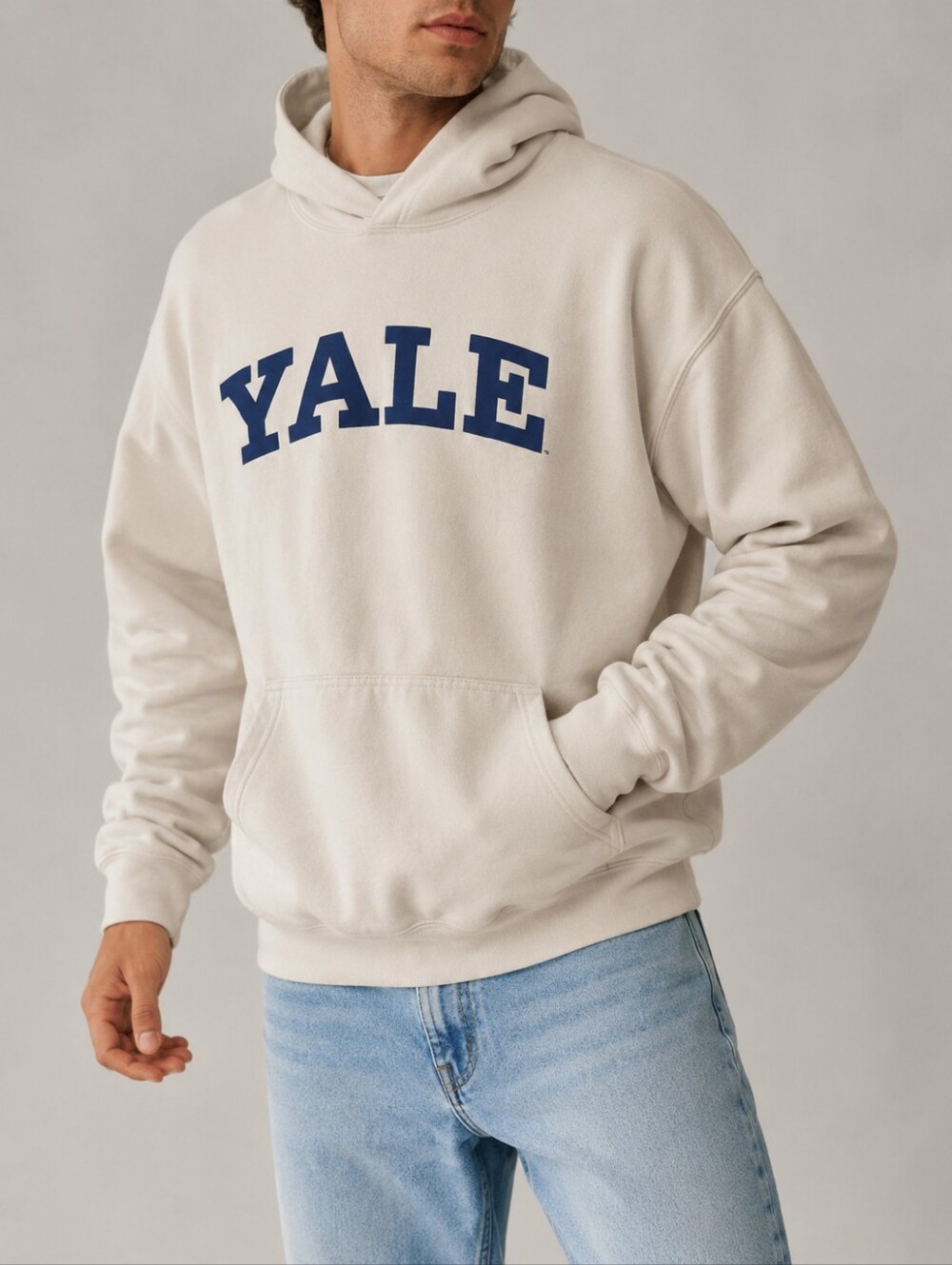 Yale University Cream Bulldogs Collegiate Graphic Hoodie Unisex Size Medium